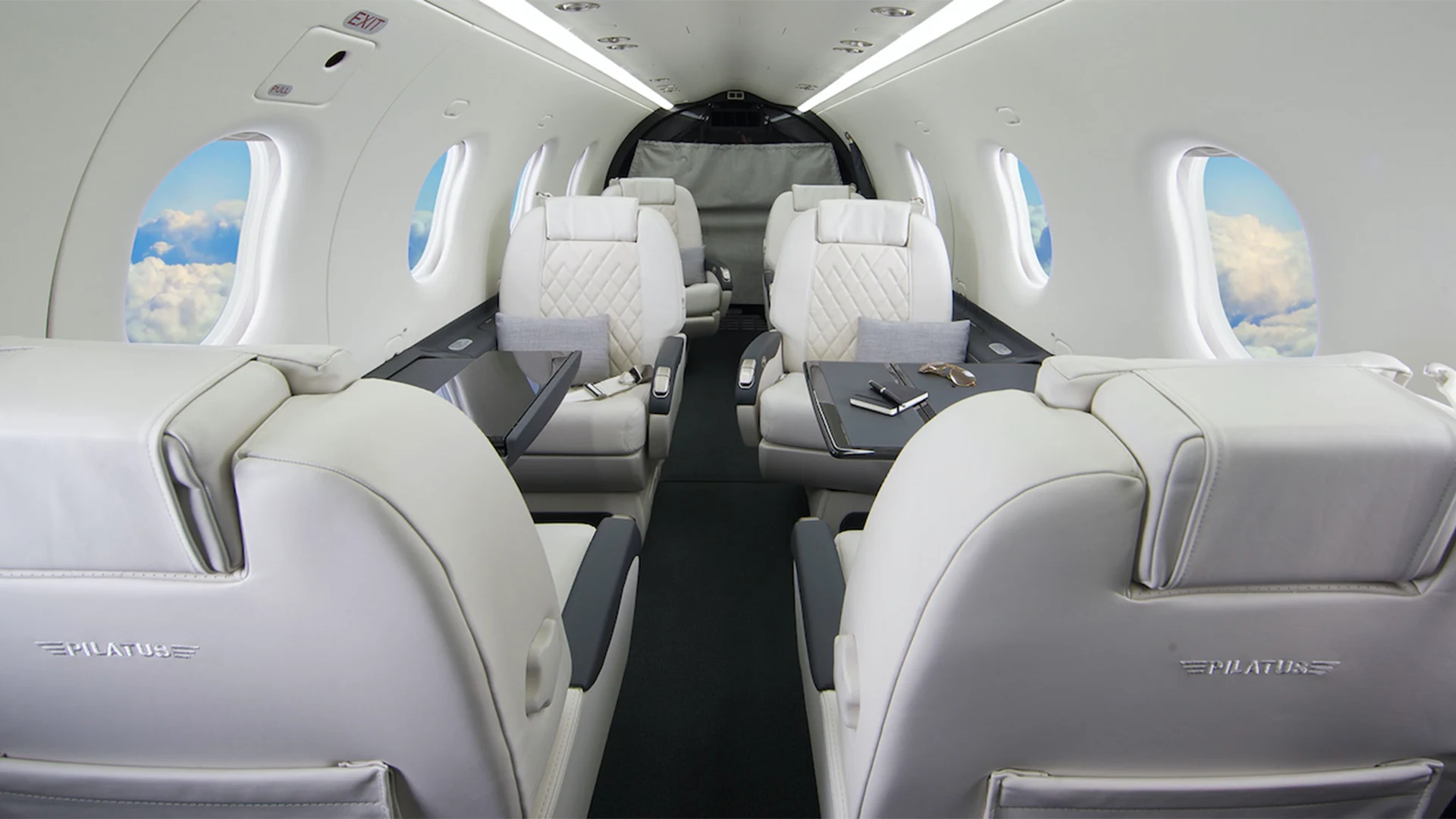 PC-12 Kabine mit Ledersitzen